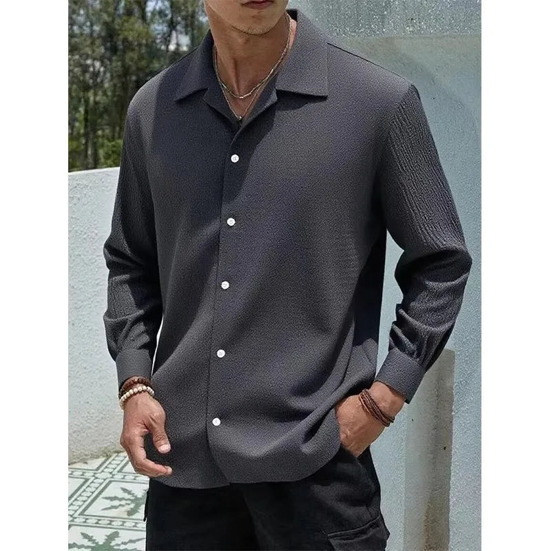 Chemise ML Homme Baggy Hip-Hop M-4XL