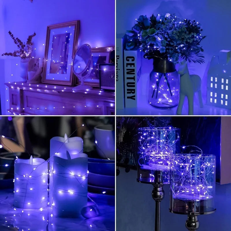 Guirlande LED Fil Cuivre Piles Déco Fête