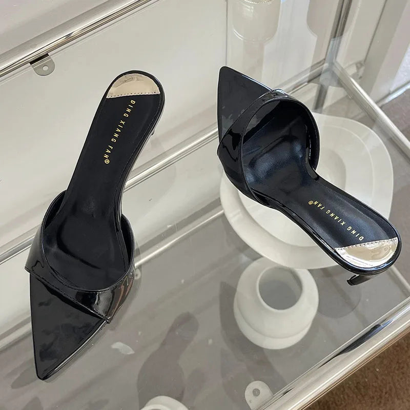 Female Red Footwear Pumps Slides Heels Shoes For Women New In 2025 Luxury Fashion Pointed Toe Ladies Thin High Heels Shoes