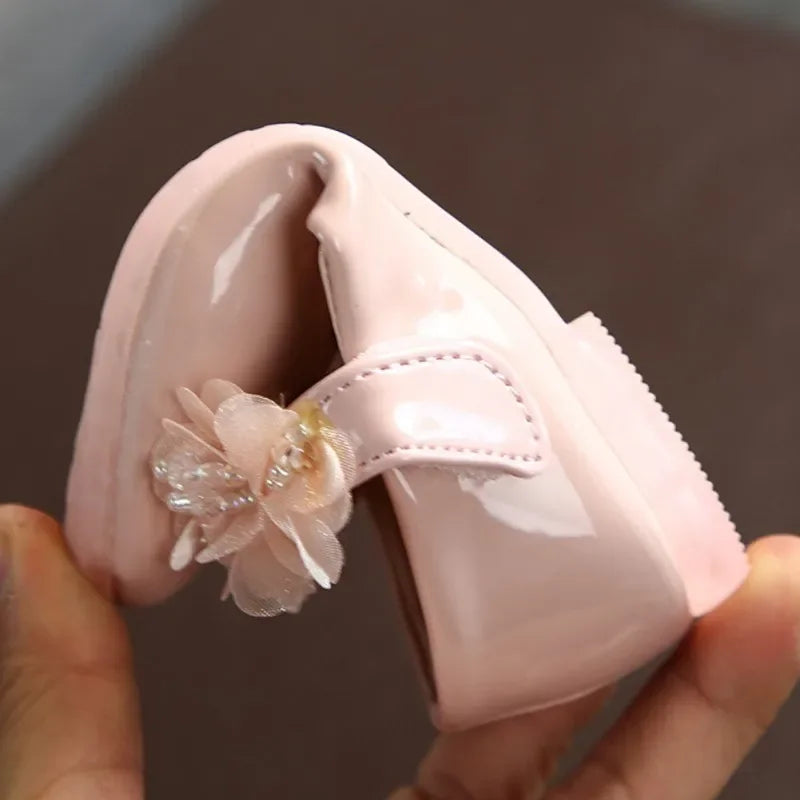 Chaussures princesse douces pour filles, semelle souple, antidérapantes, en cuir, plates, décontractées