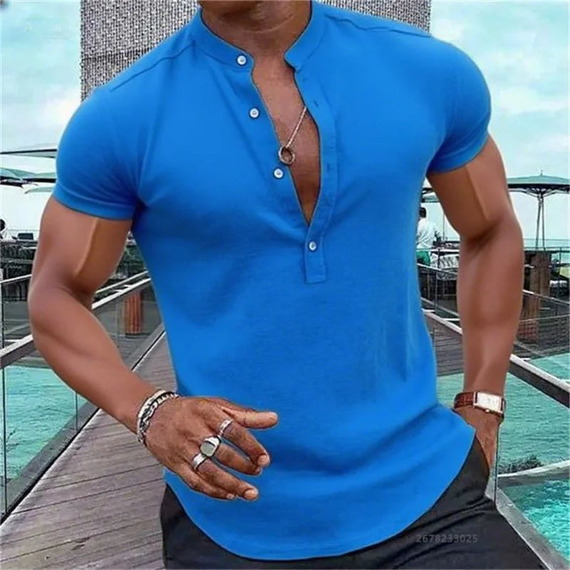 Chemise MC Hawaiian Uni Col Montant