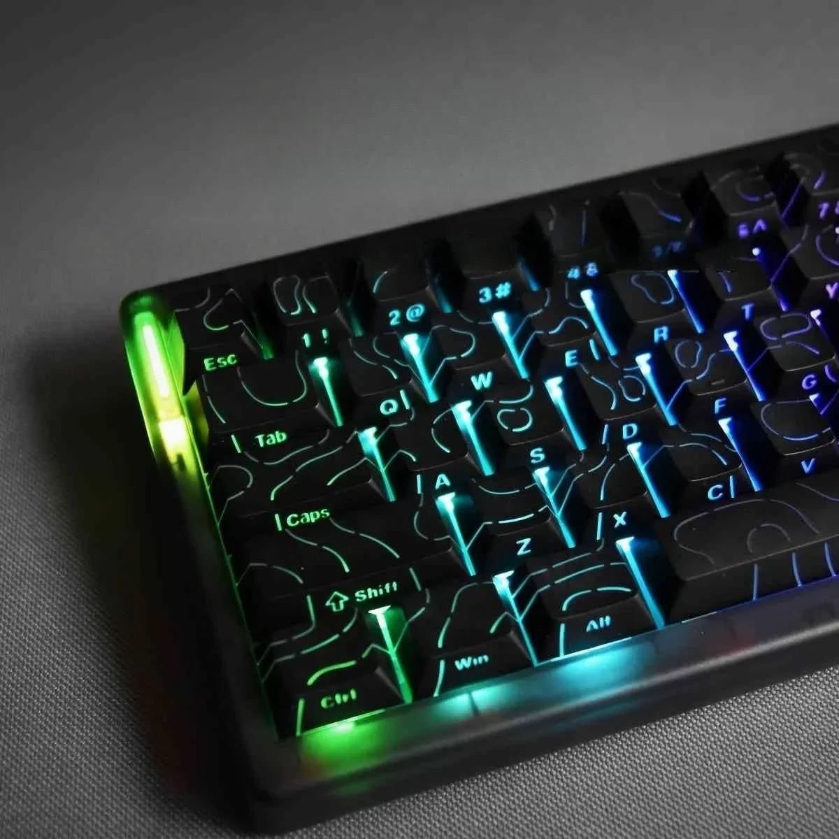 Set de Touches PBT "Neon Glow" - Gravure Latérale
