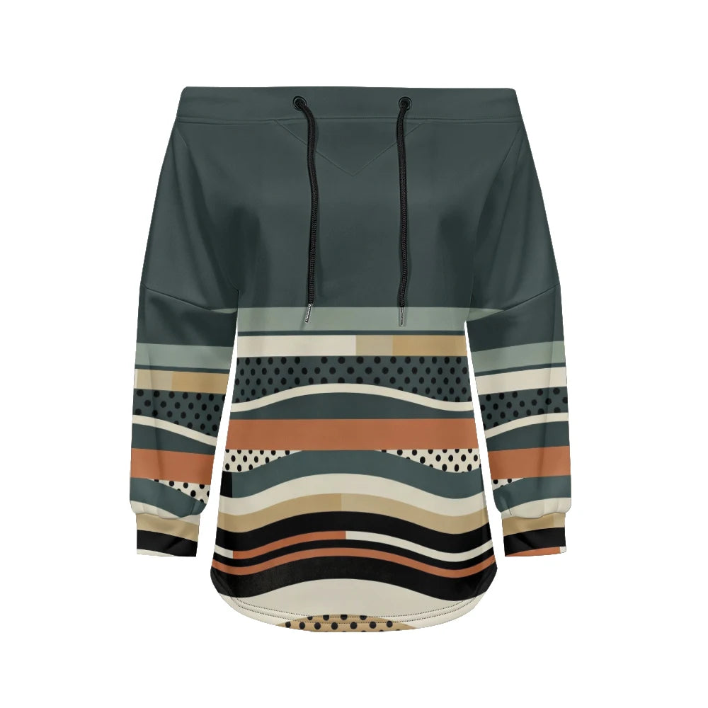 Sweat Off-Shoulder - Motifs Rayures & Pois