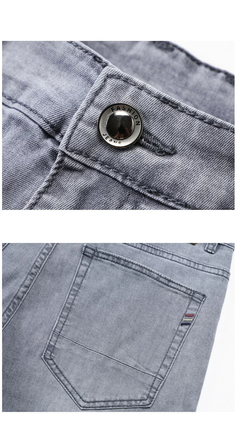 Jean Homme Leger Coton Stretch Gris Clair