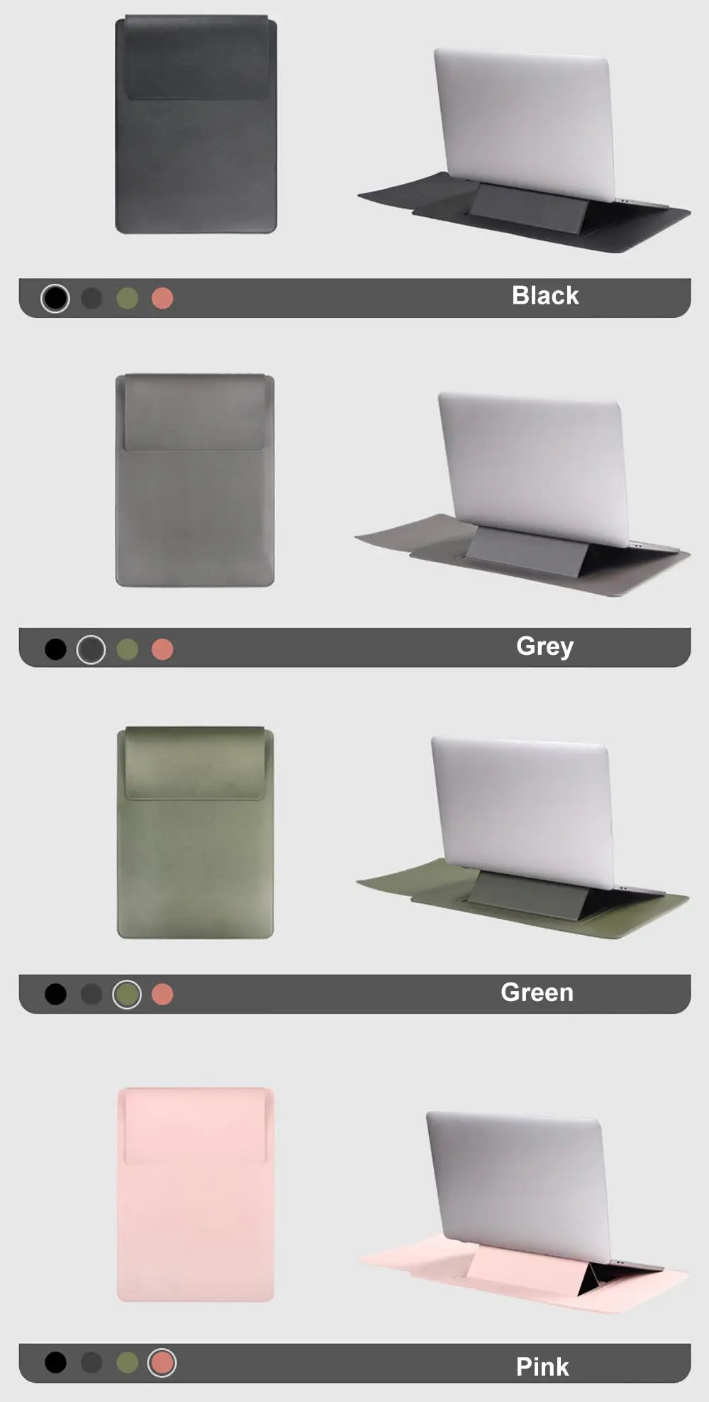 Portable 13 15 inch Adjustable Stand Laptop Sleeve with Mouse Pad Ultra Thin Tablet Case Portable Shockproof for HP/Dell/Surface