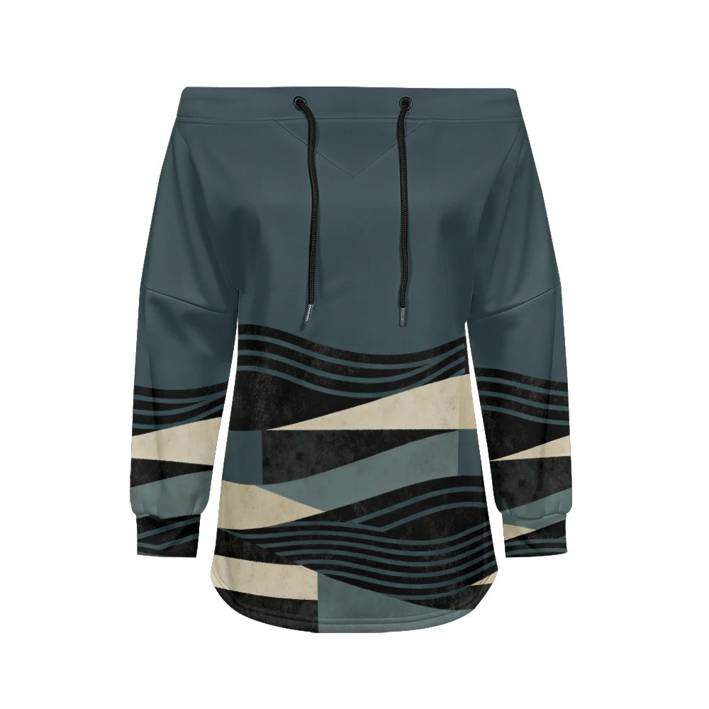 Sweat Off-Shoulder - Motifs Rayures & Pois