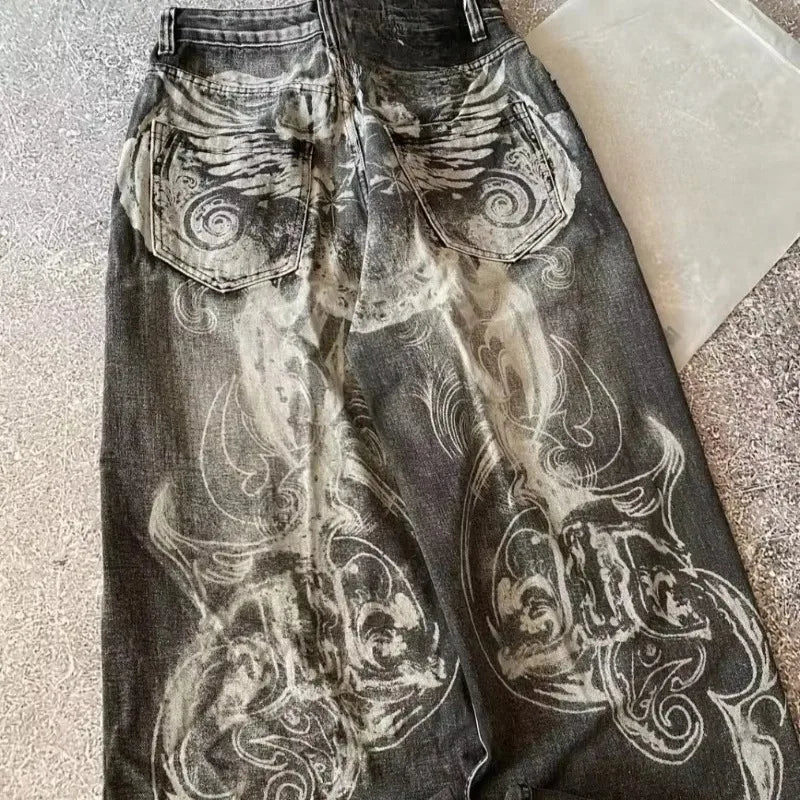 Jean Baggy Y2K Gothic Hip-Hop Taille Haute