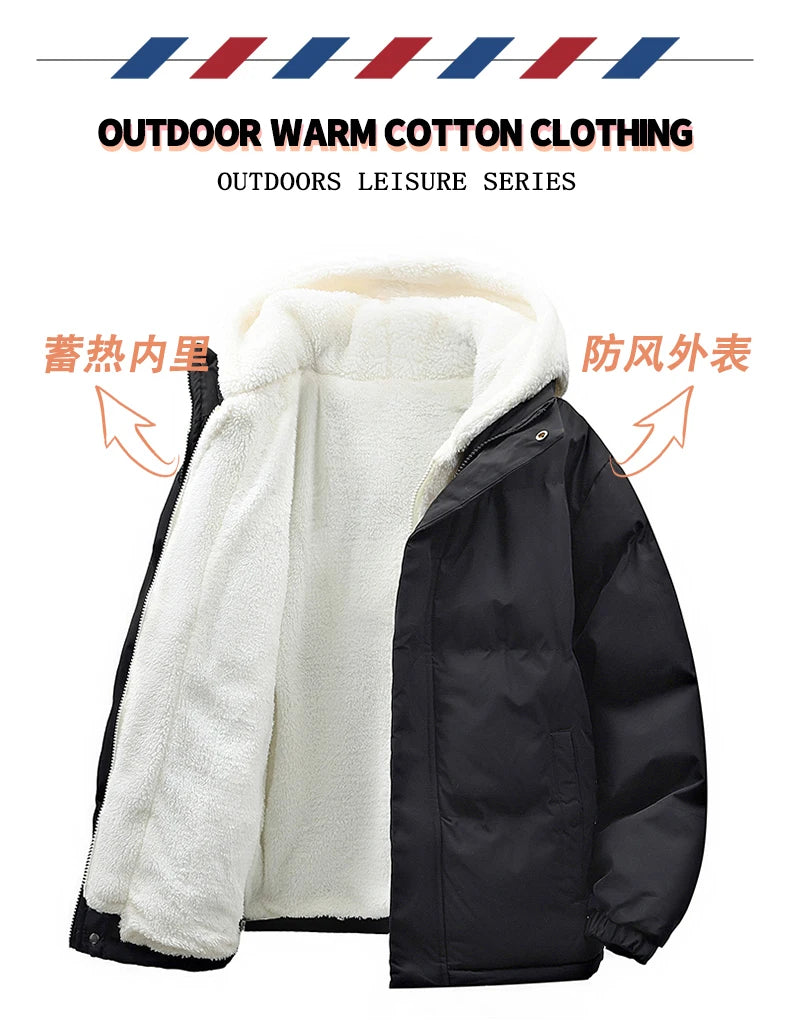 Parka Homme Agneau Fleece Faux 2 Pieces