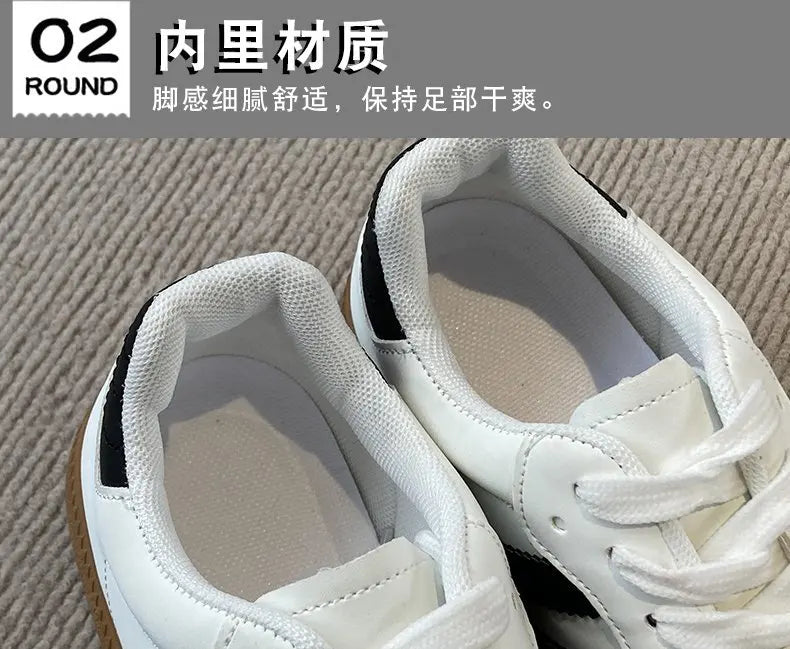 Women Tennis Sneakers Flats Ladies Fashion Lace-up Vulcanized Shoes  Autumn Outdoor Trainers Student Board Shoes Footwear