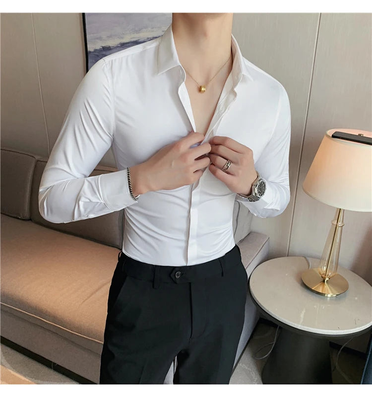 Chemise ML Homme Slim Uni Luxe