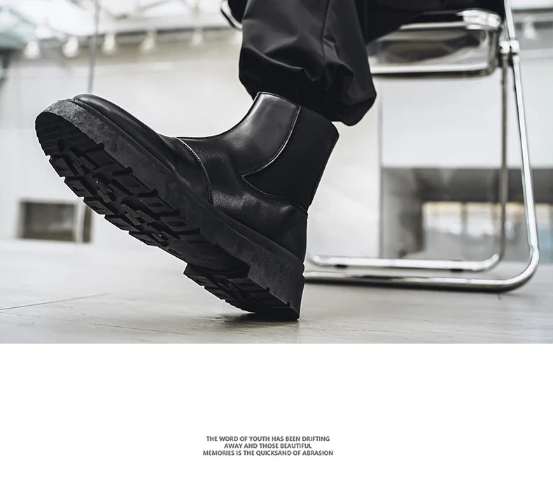 2025 Spring New Chelsea Men's Boots Platform Elevating Shoes, Men's Anti-slip Wear-resistant Outdoor Boots