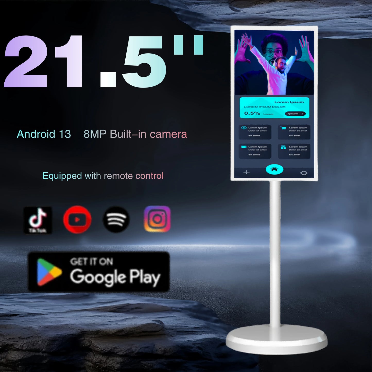 Portable 21.5" Android 13 Tablet PC With 4+64GB Memory WiFi Enabled USB Interface 8MP Front Camera Mobile Portable Smart  TV
