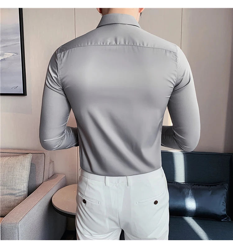 Chemise ML Homme Slim Uni Luxe