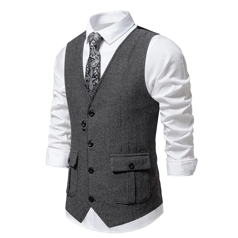 Gilet Tweed Herringbone British Gentleman