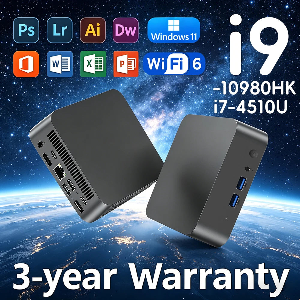Portable MINI PC Core i9 10980HK Core i7 4510U Windows 11 16GB 32GB DDR4 2TB SSD Computer Gamer Office UHD Graphics Desktop PC