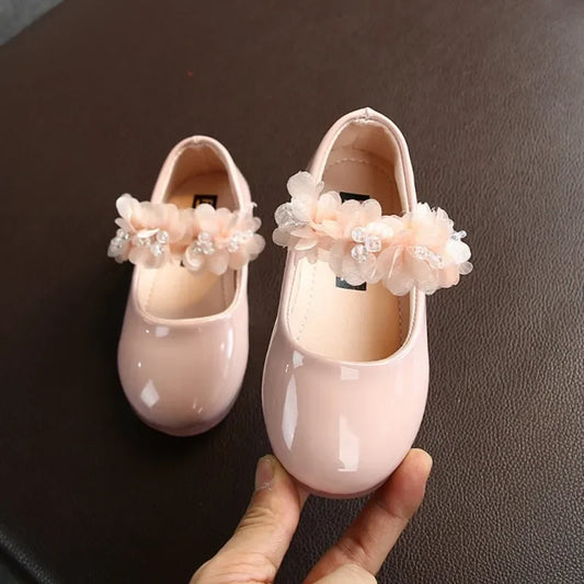 Chaussures princesse douces pour filles, semelle souple, antidérapantes, en cuir, plates, décontractées