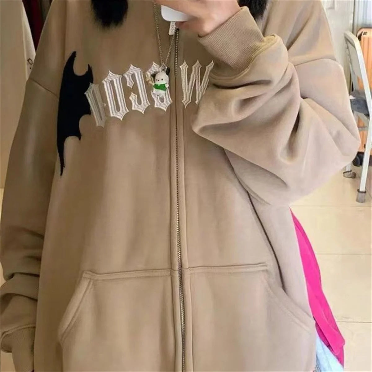 Hoodies Devil Women Men Dark Style Vintage Harajuku Hoody Zip Up Sweatshirt Hip Hop Streetwear Y2k Aesthetic Grunge Cardigan
