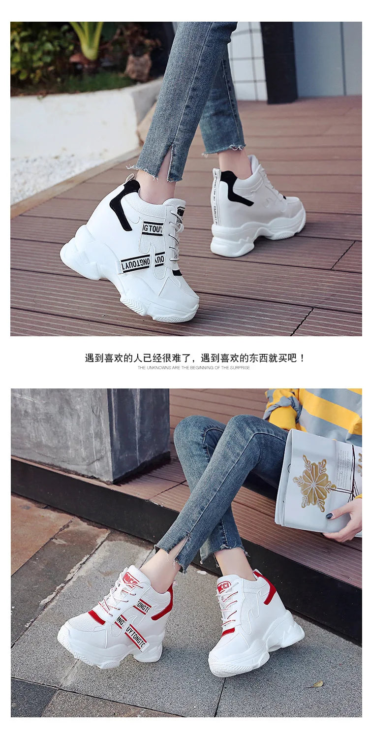 Hot Sales Trendy Shoes Women High Top Sneakers Women Platform Ankle Boots Basket Femme Chaussures Femmes Height Increase Sneaker
