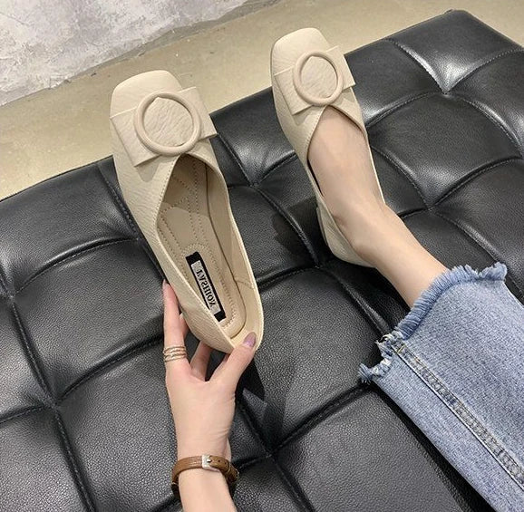 Shoes For Woman 2025 Flat Flats Women's Summer Footwear Low Heel Elegant Pointed Toe White On Promotion 39 Social Chic Point Hot