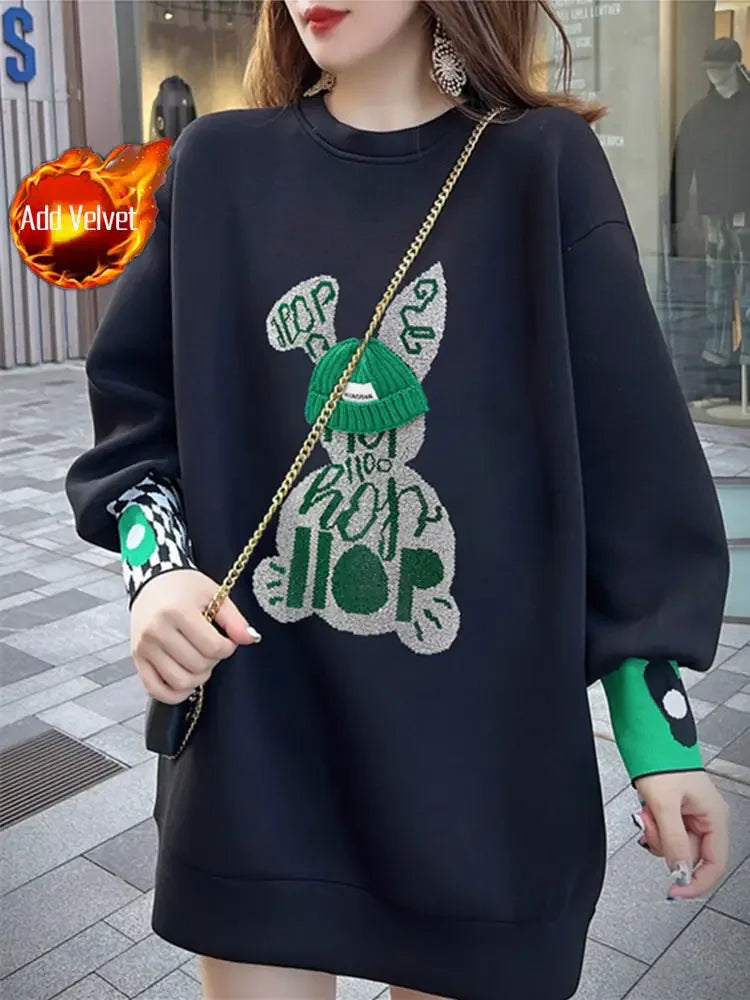 Pull Brodé "Black Graphic" - Style Emo-Korean