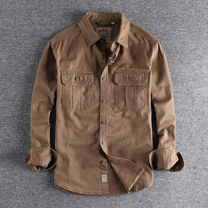 Chemise ML Cargo Coton Retro Japonais