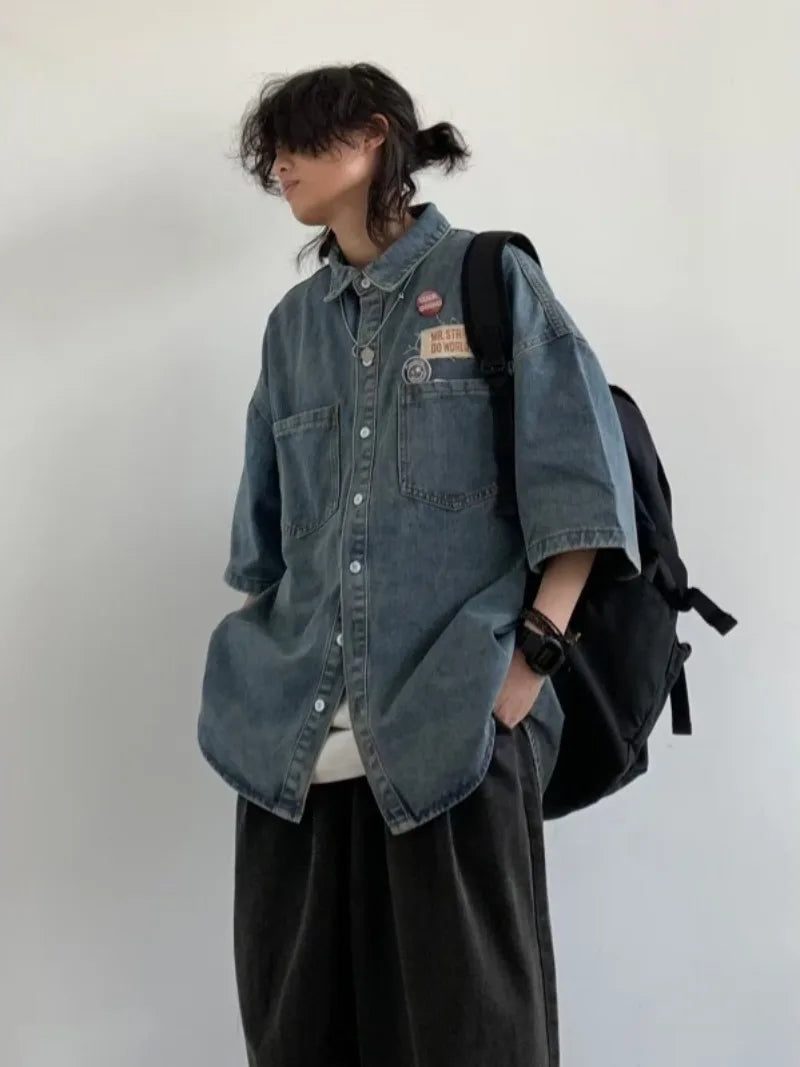 Ensemble Denim Harajuku Chemise Jean Retro