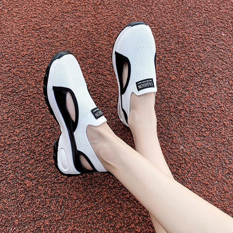 2025 Women Designer Shoes Hollow Outdoor Comfortable Baotou Sneakers Anti-Slip Breathable Out Slip-On Sneakers Zapatos De Mujer