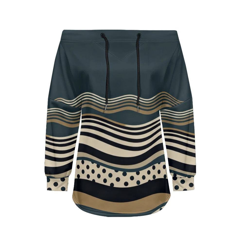 Sweat Off-Shoulder - Motifs Rayures & Pois