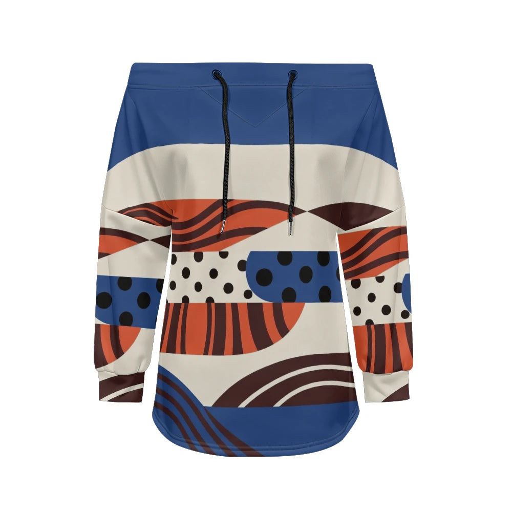 Sweat Off-Shoulder - Motifs Rayures & Pois