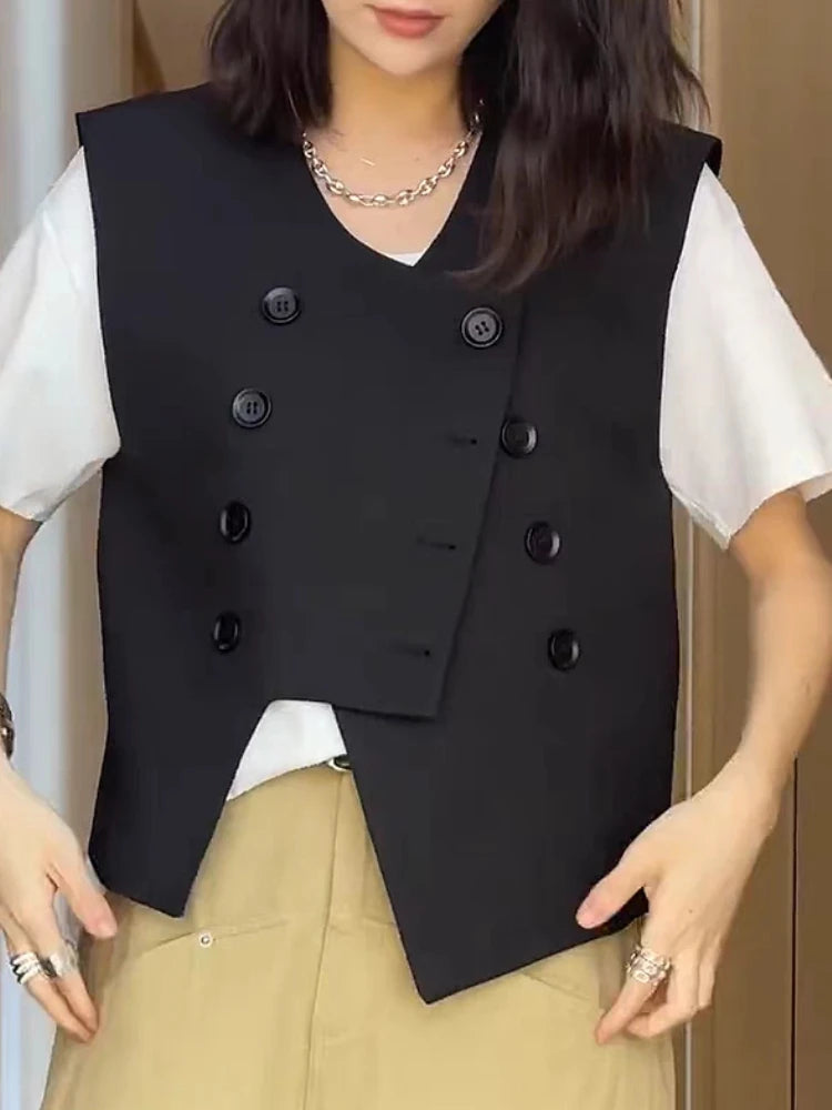 Vests Women Spring Simple Design Elegant Tender All-match Daily British Style Classic Creativity Stylish V-neck Y2k Outwear Cozy