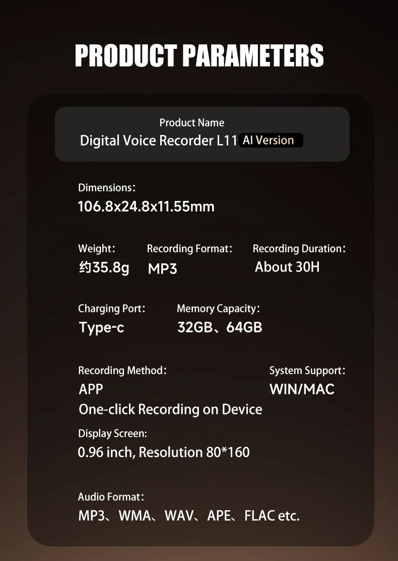AI Digital Audio Recorder AI Voice to Text/Translation 98% Accuracy ChatGPT 72 Languages HD Noise Reduction Classroom Recording
