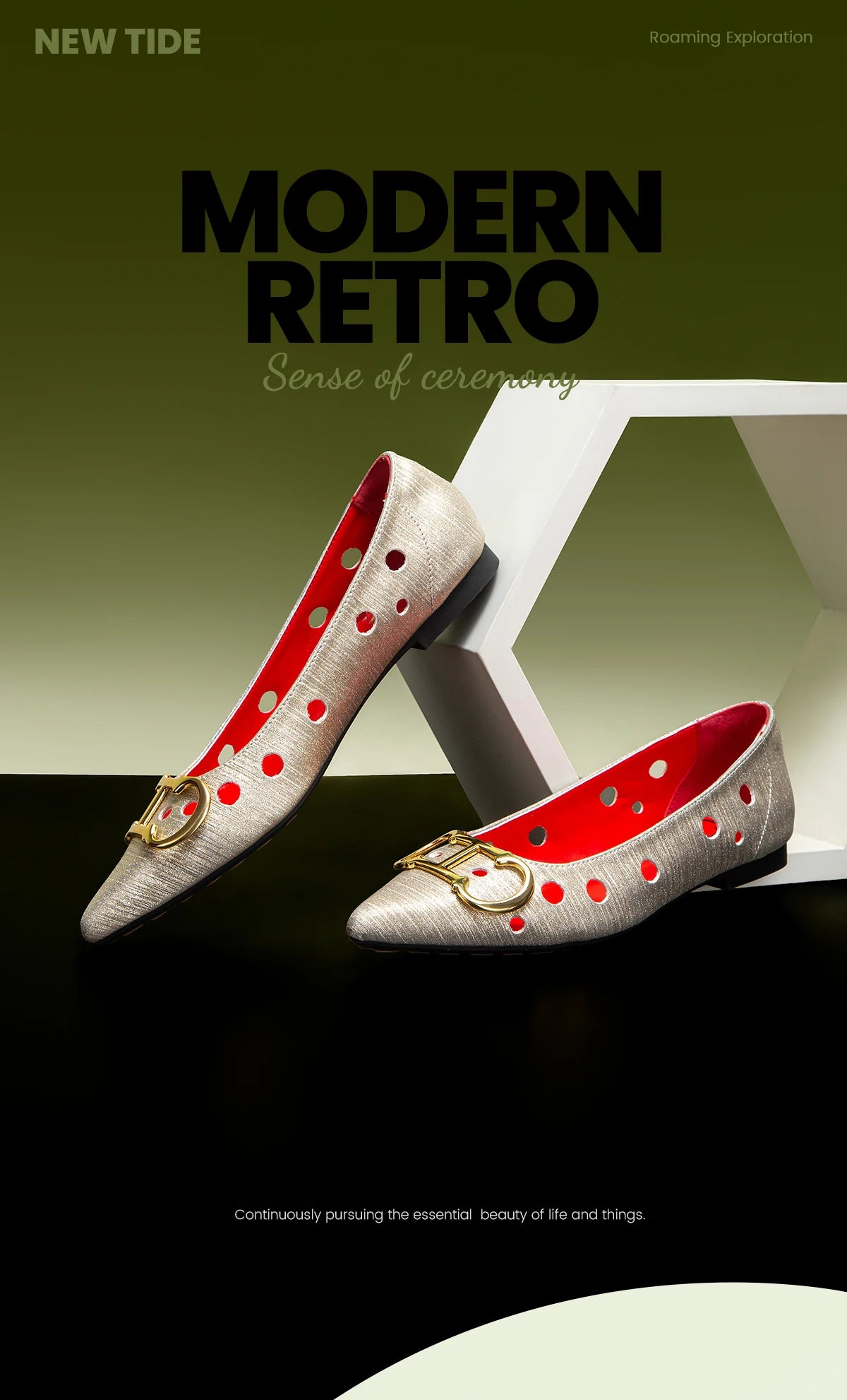CHCH 2025 Women's Flat Shoes New Punching Design Pointed Woman Shoes Simple Anti slip