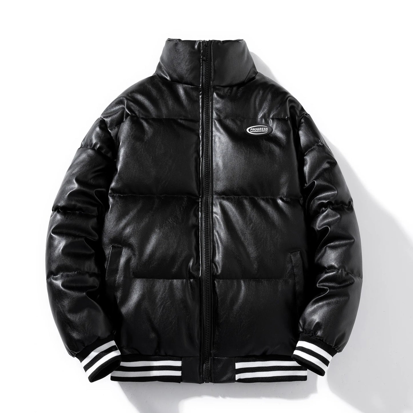 Bomber Parka Homme Cuir PU Matelassee