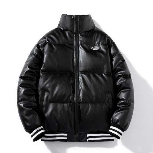 Bomber Parka Homme Cuir PU Matelassee