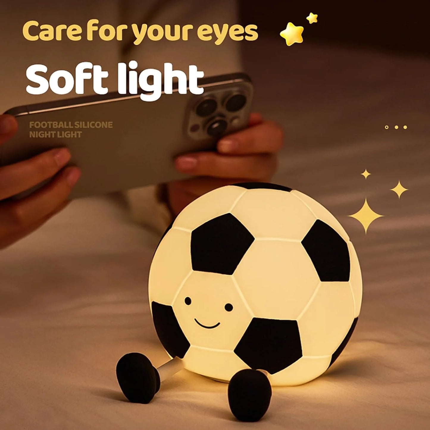 Sport Fans Soccer Light,Rechargeable Small Lamp Dimmable with Soft Touch,Football Nightlight Cute Squishy Lamp for Childs gifts