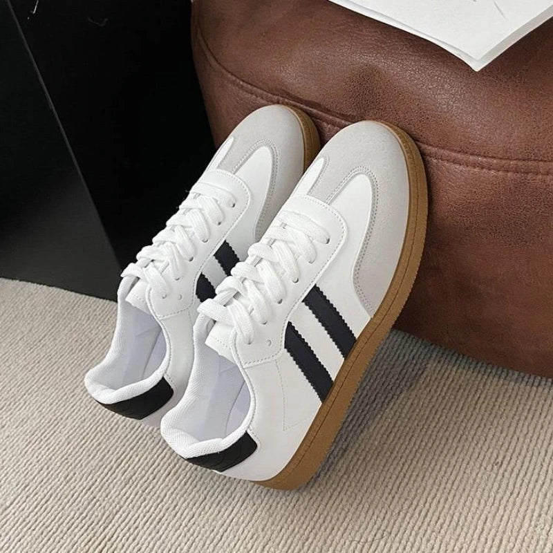 Women Tennis Sneakers Flats Ladies Fashion Lace-up Vulcanized Shoes  Autumn Outdoor Trainers Student Board Shoes Footwear