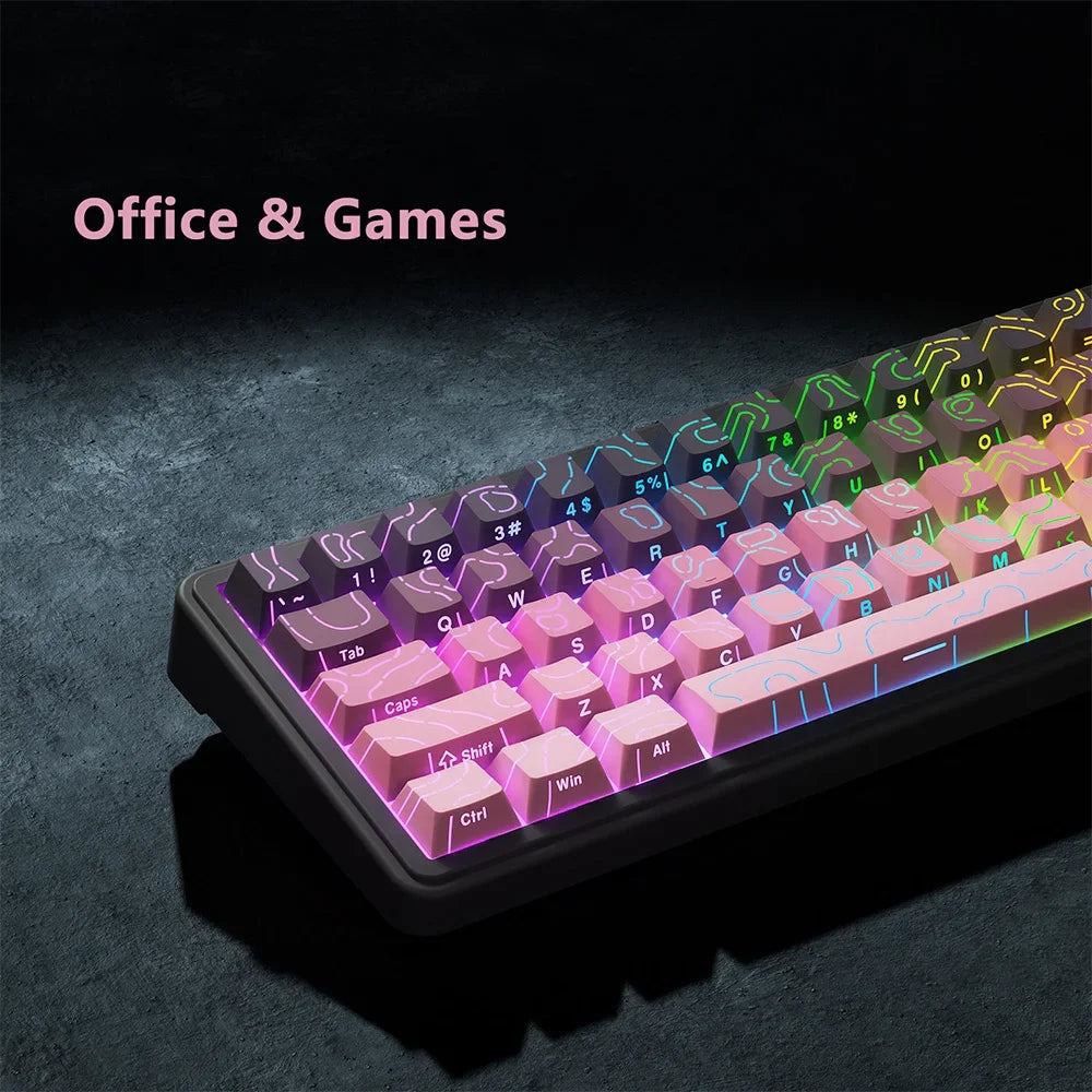 Set de Touches PBT "Neon Glow" - Gravure Latérale