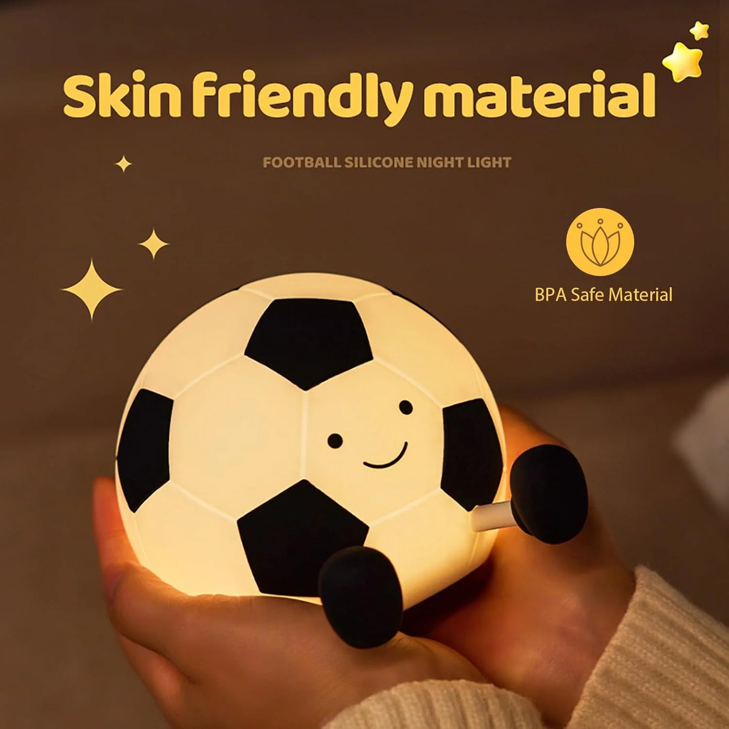 Sport Fans Soccer Light,Rechargeable Small Lamp Dimmable with Soft Touch,Football Nightlight Cute Squishy Lamp for Childs gifts