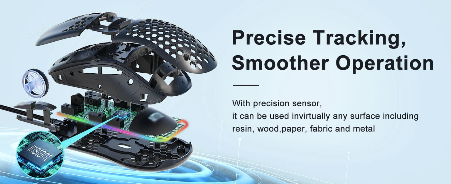 USB Wired Gaming Mouse with RGB Backlight 6 Levels 7200DPI Adjustable Ergonomic Design Mice for Office Laptop PC Computer Gamer