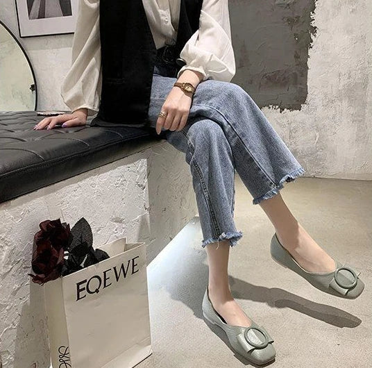 Shoes For Woman 2025 Flat Flats Women's Summer Footwear Low Heel Elegant Pointed Toe White On Promotion 39 Social Chic Point Hot