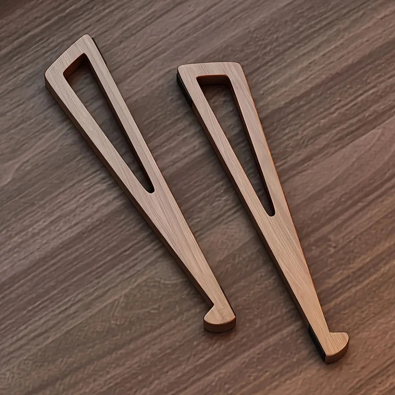 Portable Foldable Wooden Laptop Stand-Ergonomic 12° Adjustable Angle, Cooling Ventilation Triangular Design,Office Accessory