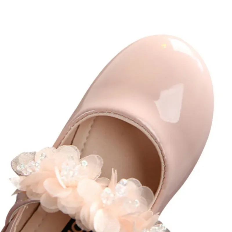 Chaussures princesse douces pour filles, semelle souple, antidérapantes, en cuir, plates, décontractées