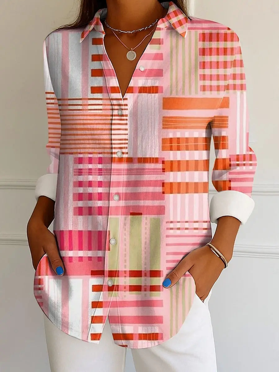 Chemise ML Femme Tropical Geometrique