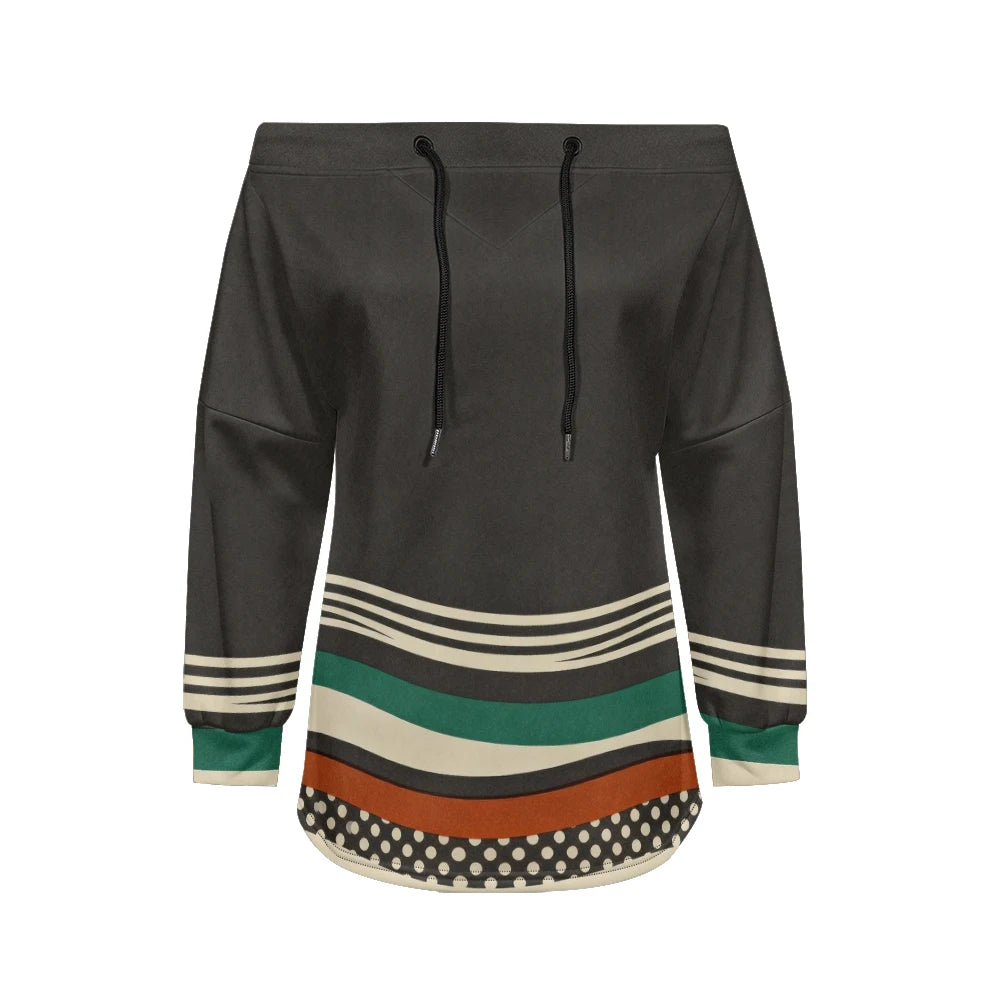 Sweat Off-Shoulder - Motifs Rayures & Pois