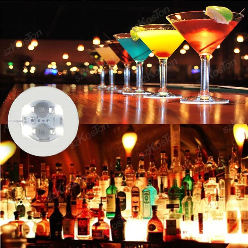 1-200PCS LED Bottles Coaster Lamps Luminous Cup Stickers Lights for Bar KTV Wedding Party Cocktail Drink Cups Vase Decoration