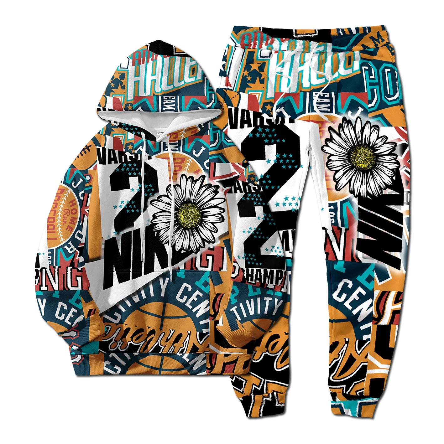 Ensemble Hoodie Pantalon 3D Digital Hip-Hop