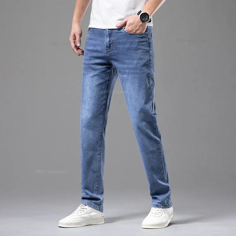 Jean Homme Leger Coton Stretch Gris Clair