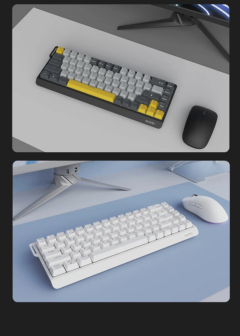 AJAZZ NK68V2 Single-Mode Wired Mechanical Keyboard Portable Gaming Keyboard RGB Hot-Swappable PC Lightweight Mechanical Keyboard