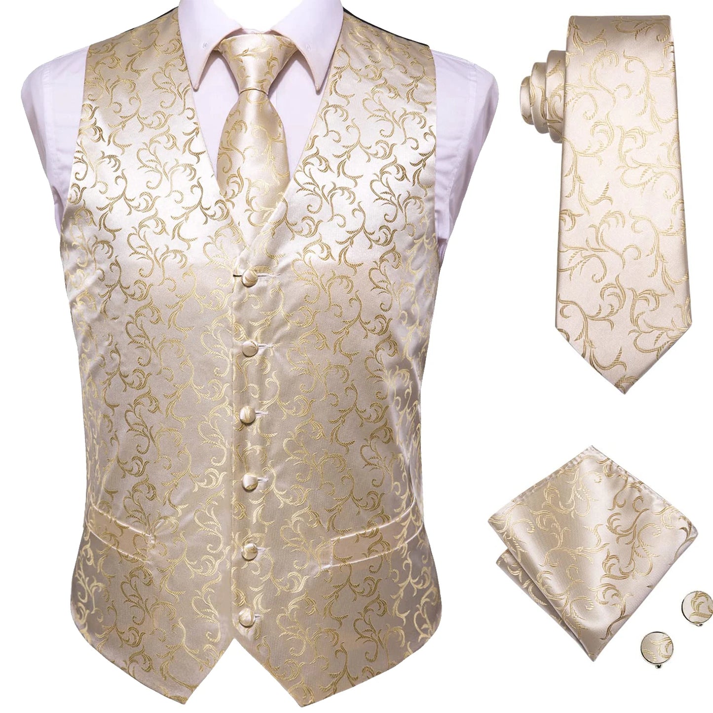 Gilet Cravate Hi-Tie Soie 4 Pieces