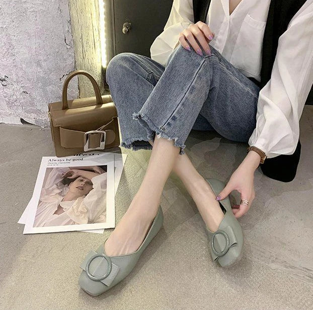 Shoes For Woman 2025 Flat Flats Women's Summer Footwear Low Heel Elegant Pointed Toe White On Promotion 39 Social Chic Point Hot